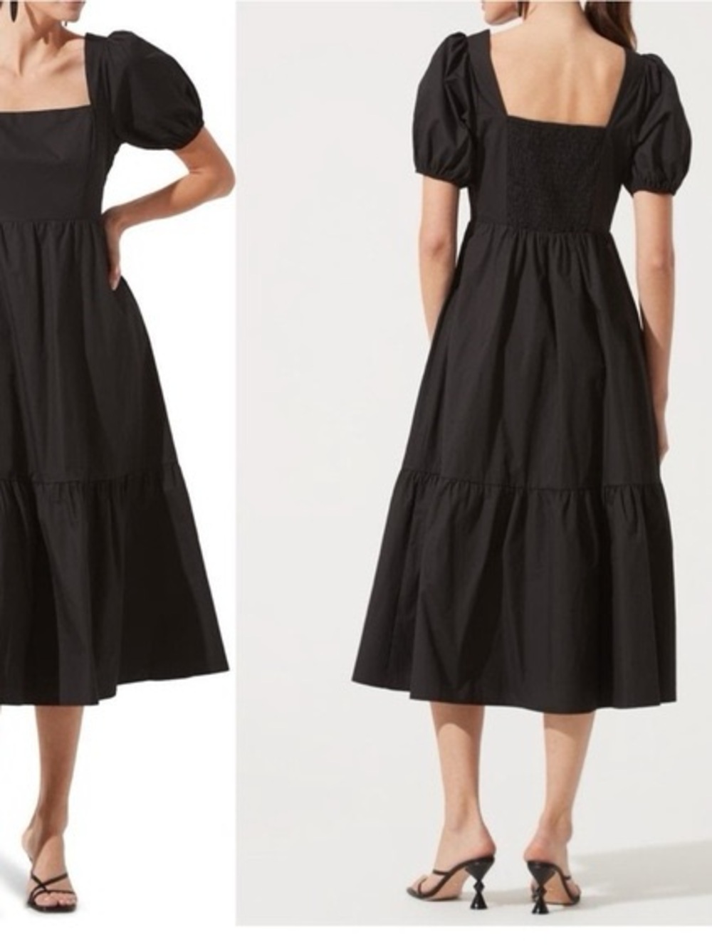 ASTR the label black Midi Puff Sleeve Dress
